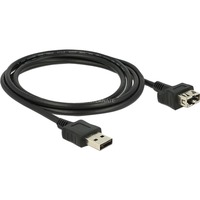 2m 2xUSB2.0-A USB-kabel USB 2.0 USB A Sort, Forlængerledning