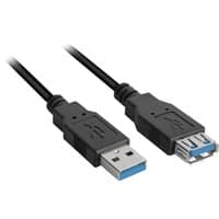 2m, 2xUSB3.0-A USB-kabel USB 3.2 Gen 1 (3.1 Gen 1) USB A Sort, Forlængerledning