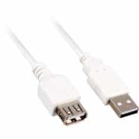 3m 2xUSB2.0-A USB-kabel USB A Hanstik Hunstik Hvid, Forlængerledning